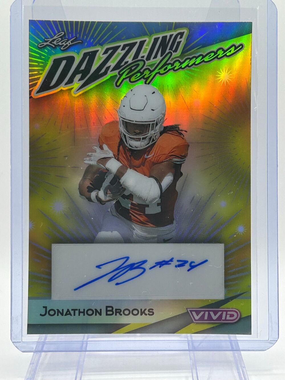 2024 Leaf Vivid Jonathon Brooks Dazzling Performers Blue Auto 3/9 SP Panthers